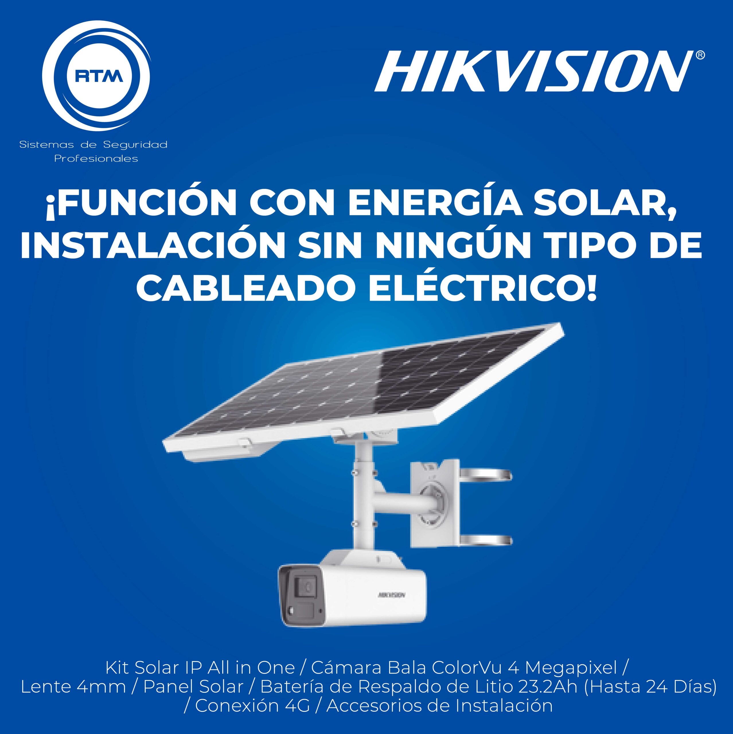 Kit Solar IP All in One / Cámara Bala 4 Megapixel / Lente 4mm